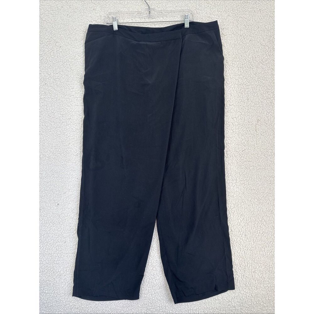 Lane Bryant Faux Wrap Pants Women Size 28 Petite Black Flowy Pockets